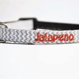 Personalized Cat Collar / Mini Dog Collar / Tiny Breeds / gray chevron / Made to Order / 3/8" WIde