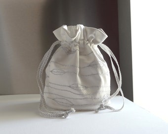 Ivory bride bag,Embroidered  silver Potli Bag/ Bridal Potli Bag/ Wedding Potli Bag/ bridal  ivory Wedding Bag