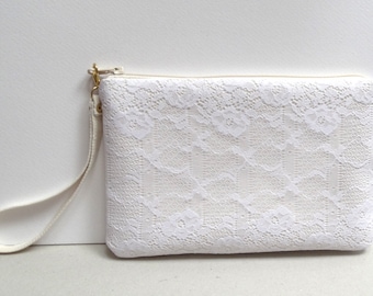 Bridal  white clutch bag , bride  white lace bag, White lace  bride purse, Bridesmaid  Purse,Monogramed bridal bag