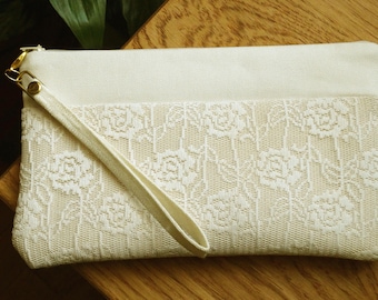 Bridal clutch ivory bag,bride bag,Monogramed, lace bride bag,Wedding clutch bride,Wedding purse lace champagne ,Personalized bridesmaid gift