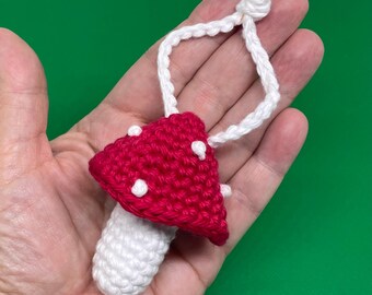 Mushroom Crochet Chapstick Lipbalm Holder made with 100% cotton yarn