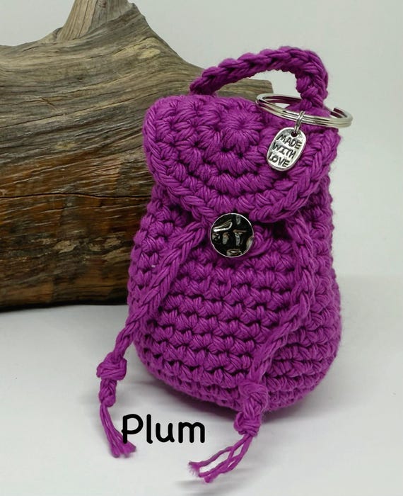 crochet mini backpack keychains Mini Crochet Backpack Keychain - Cotton Yarn, Charm & Keyring