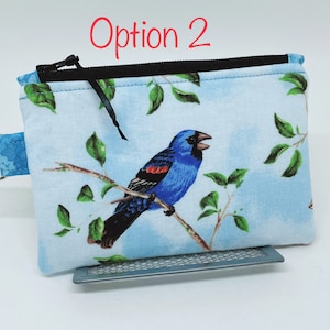 Birds, cartera de viaje pequeña monedero tarjetero con cremallera ykk y anilla para llavero, dos opciones
