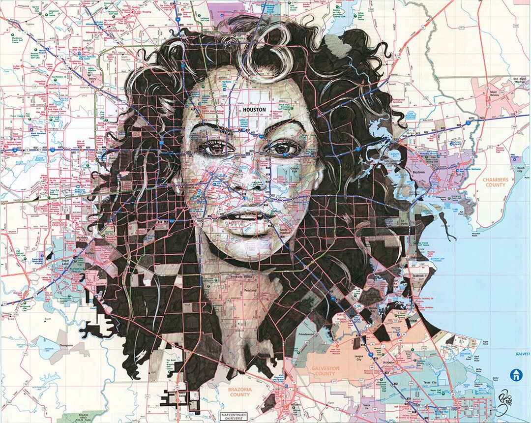 Beyoncé on Map of Houston - Etsy