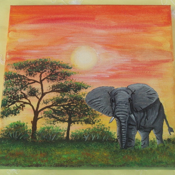 wunderschöner Elefant in Acryl auf Keilrahmen