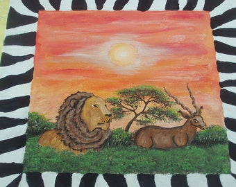 Animals of Africa in acrylic on wedge frames