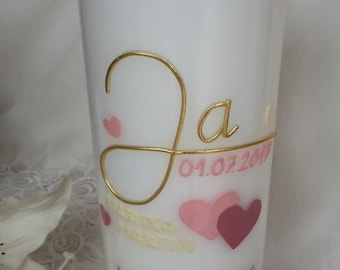 Wedding Candle Yes with heart, plain, noble