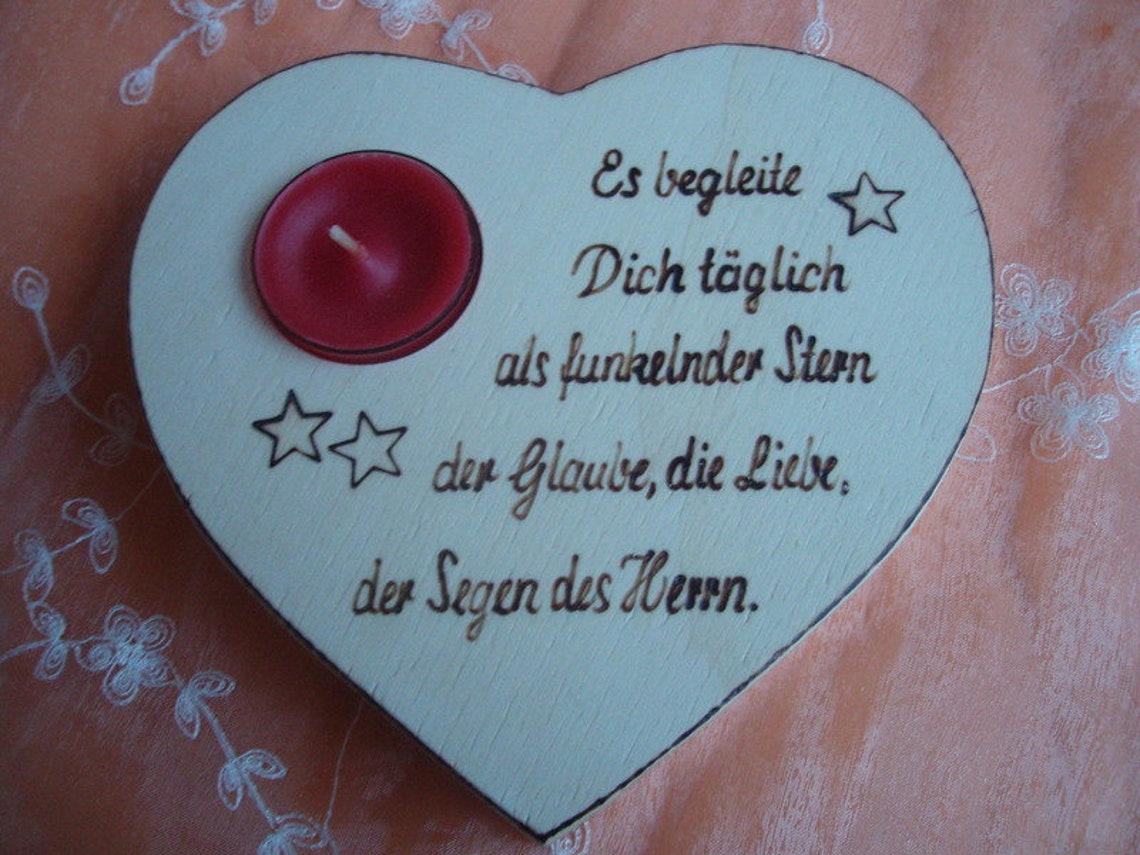 Herz mit Spruch als Geschenk für Kommunion Etsy.de