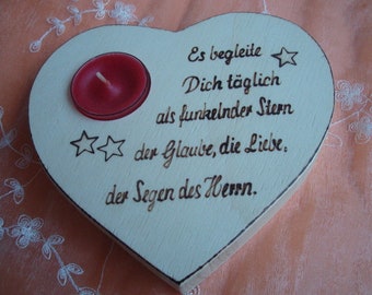 Heart with saying as a gift for communion