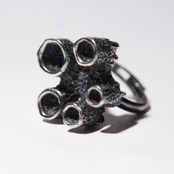 Reserved - Robert Larin Ring - Surface of the Moon -  Brutalist Modernist - Sculptural Abstract  - Mid Century - Adjustable Size 5-8