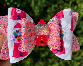 bubble gum bow, candy bow, candy hair accessories, bubblegum birthday, candy outfit, candy hairclip, gumball birthday, bubble gum outfit,