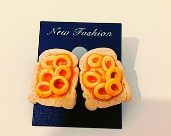 Spaghetti Hoop on Toast Earrings