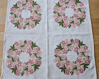 Handprinted Linen Tablecloth: Spring Flower Design, Frösö Handtryck Sweden