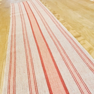 Beautiful 44&quot; x 9 1/2&quot; handwoven striped tablerunner / tablecloth in linen from Sweden