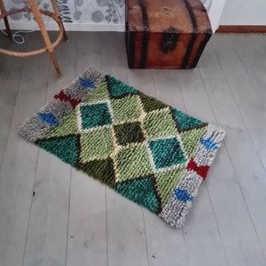 Lovely handknotted retro / 35&quot; x  23&quot; / modern / midcentury / wool /  rug / carpet / teppich