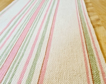 Handwoven Swedish Linen Fabric: Rustic Striped Sewing Supply (3.5