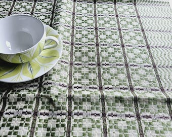 Vintage Swedish Linen Tablecloth, Checkered Scandinavian