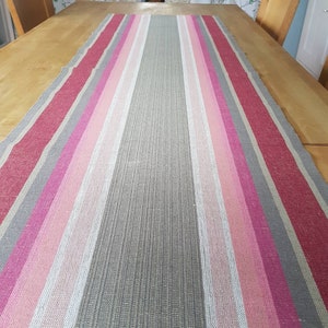 Beautiful 66&quot; x 20&quot; handwoven striped tablerunner / tablecloth in linen from Sweden