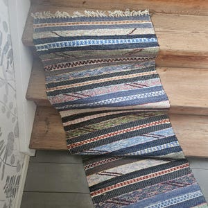Lovely Swedish woven  rag rug / carpet / teppich / Hallway carpet / Rural rag rug / floorcovering / stair runner
