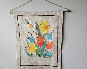 クロスステッチの桜刺繍壁掛け - スウェーデン風インテリア - Etsy 日本