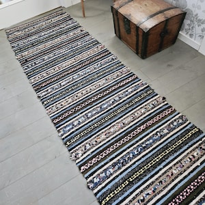 Tapete sueco vintage de retalhos: longo e colorido (444 x 72 cm)