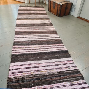 Tapete sueco vintage: carpete de algodão trançado, cores suaves (117 x 27,5 polegadas)