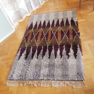 Lovely handknotted retro / 79&quot; x  52&quot; / modern / midcentury / wool /  rug / carpet / teppich