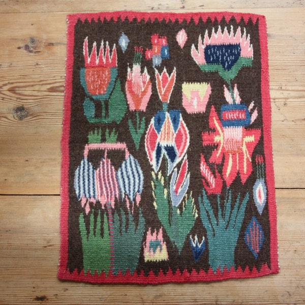 Woven handmade vintage wall tapestry  from Sweden