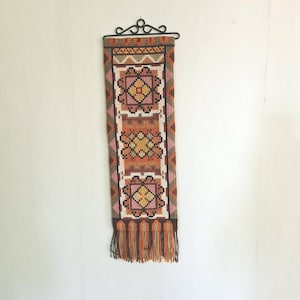Lovely cross stitch embroidered wall hanging / wall decor from Sweden