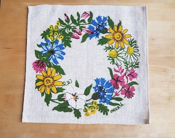 Printed signed Inger Åberg tablecloth with summer flowers in sturdy linen from Sweden