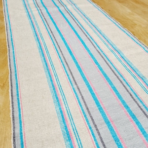 Beautiful 48&quot; x 14 3/4&quot; handwoven striped tablerunner / tablecloth in linen from Sweden