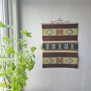 Handwoven lovely wool / 19&quot; x 14 3/4&quot; / wall tapestry / wall hanging / wool decor from Sweden