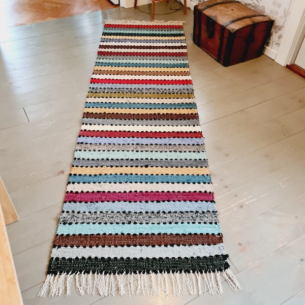 Lovely Swedish handwoven rag rug / carpet / teppich in mint condition