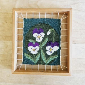 Beautiful floral/Violet  7 3/4&quot; x 7&quot; /woven handmade / flemish wall tapestry / flemish wall hanging / wall decor from Sweden