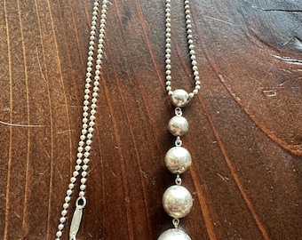 Tiffany & Co 925 sterling silver graduated 5 bead drop necklace