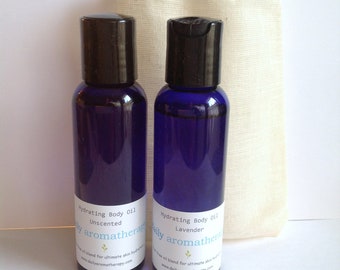 Set of 2 Travel Size Hydrating Body Oils -- Nut-Free Oil for Soft Skin -- Sunflower, Safflower, Grapeseed, Apricot Kernel, Jojoba