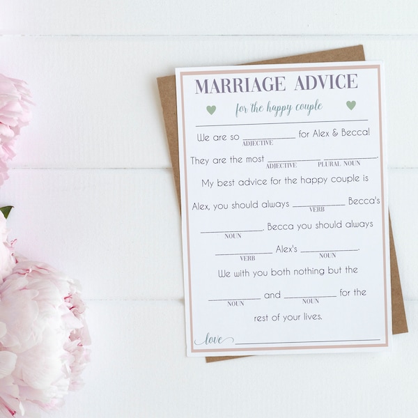 Wedding Madlibs - Etsy
