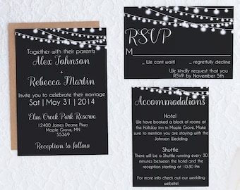 Rustic wedding invitation - Chalkboard wedding invitation template - barn wedding - summer wedding invitation - cozy wedding - corjl