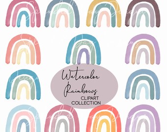 Download Watercolor Rainbow Clipart Etsy