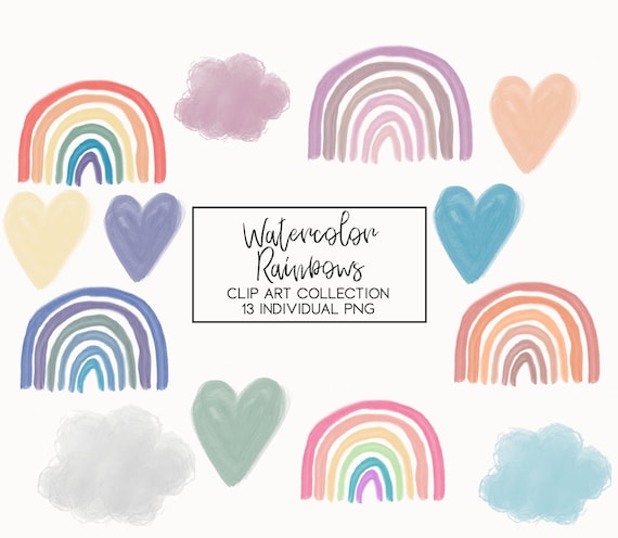 Download Watercolor Rainbow Clip Art Watercolor Clip Art Watercolor Etsy