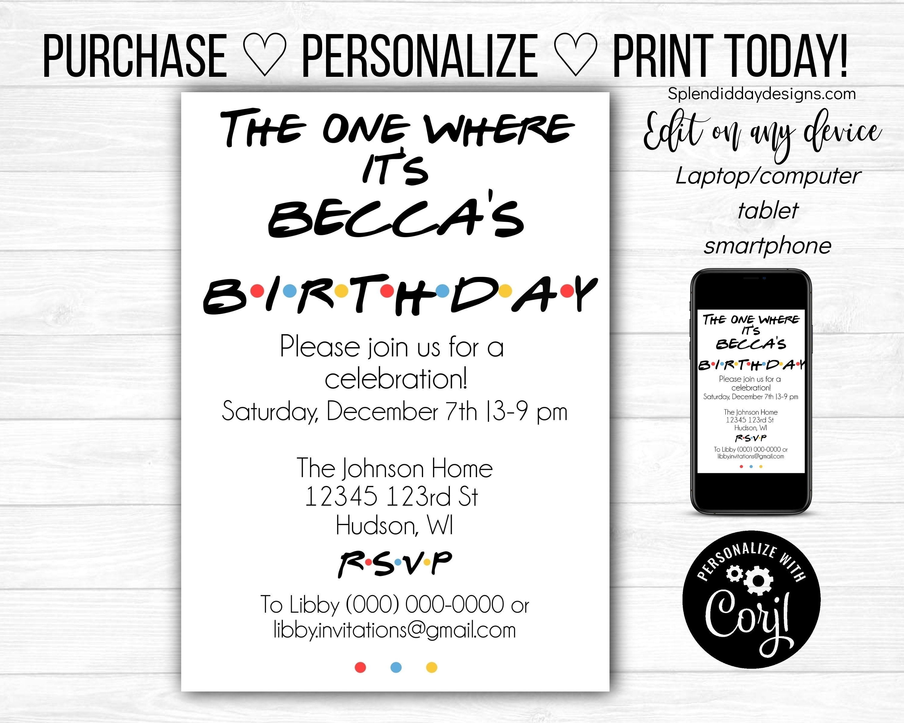 Friends Theme Birthday Party Invitation the One Where Its My | Etsy