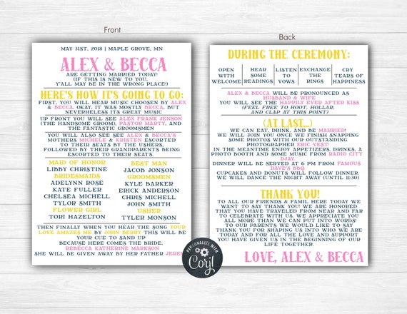 Country Wedding Program Western Wedding Program Wedding Etsy