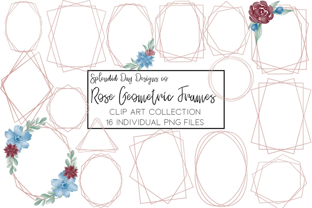 Rose Gold Geometric Frames, Gold Frames, Clip Art, Rose Gold Clip Art ...