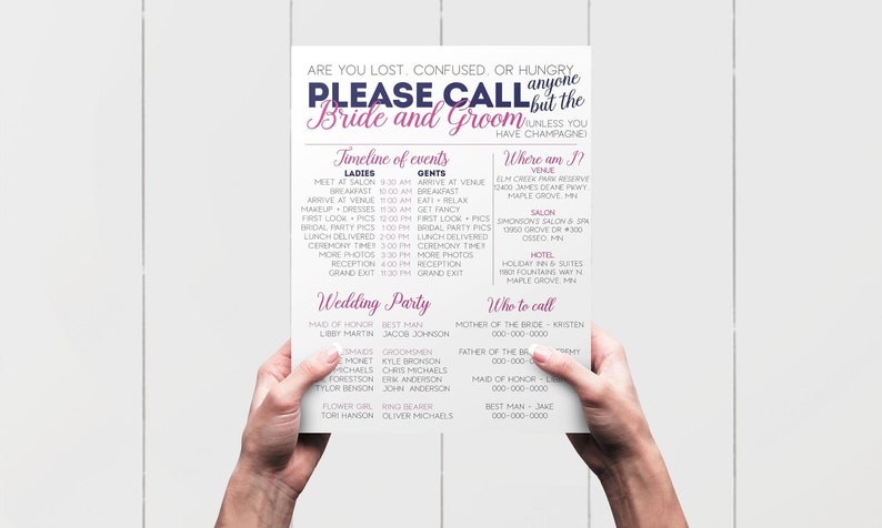 Editable Wedding Timeline Edit In Word Phone Numbers And Etsy Wedding Day Timeline Wedding Day Schedule Wedding Day Checklist