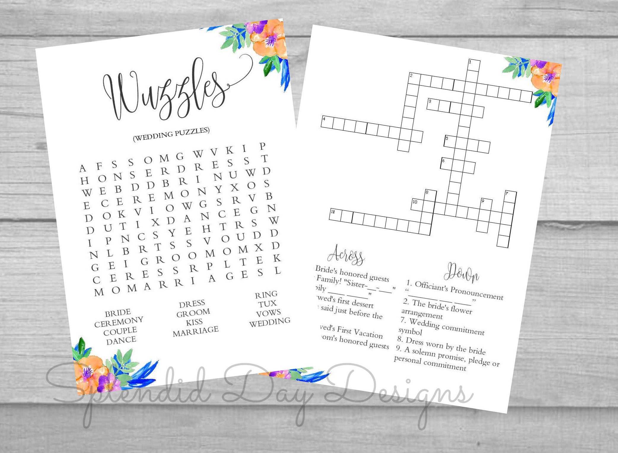 INSTANT DOWNLOAD wedding puzzles wedding games Bridal | Etsy