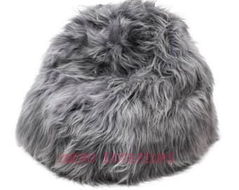 Beanbag Warm Silver Gray Grey Genuine Real Sheepskin Beautifully Made From Luxurious Icelandic Sheepskin