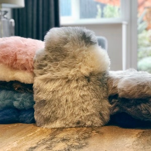 Luxurious Genuine Icelandic Sheepskin Hot Water Bottle Cover 'Hottie' Heat Pad White/Ivory, Grey, Baby Pink, Taupe, Brown Fur on both Sides