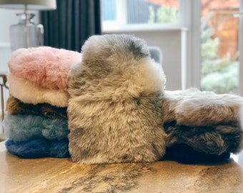 Luxurious Genuine Icelandic Sheepskin Hot Water Bottle Cover 'Hottie' Heat Pad White/Ivory, Grey, Baby Pink, Taupe, Brown Fur on both Sides