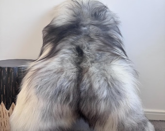 XL Large Luxurious Genuine Icelandic Sheepskin Rug Long Fur/Wool In Natural Grey/Silver/White/Ivory/Black Color