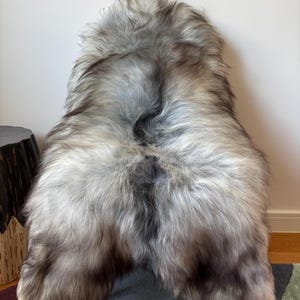 Großer Luxuriöser Echter Isländischer Schaffell Teppich Langes Fell/Wolle in Natürlicher Grau/Silber/Weiß/Elfenbein/Schwarz/Brauner Farbe
